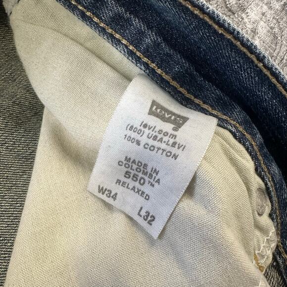 Vintage Y2k Levis 550 Red Tab‎ Womens 34x31 Blue Relaxed Tapered Denim Jeans - Picture 4 of 15